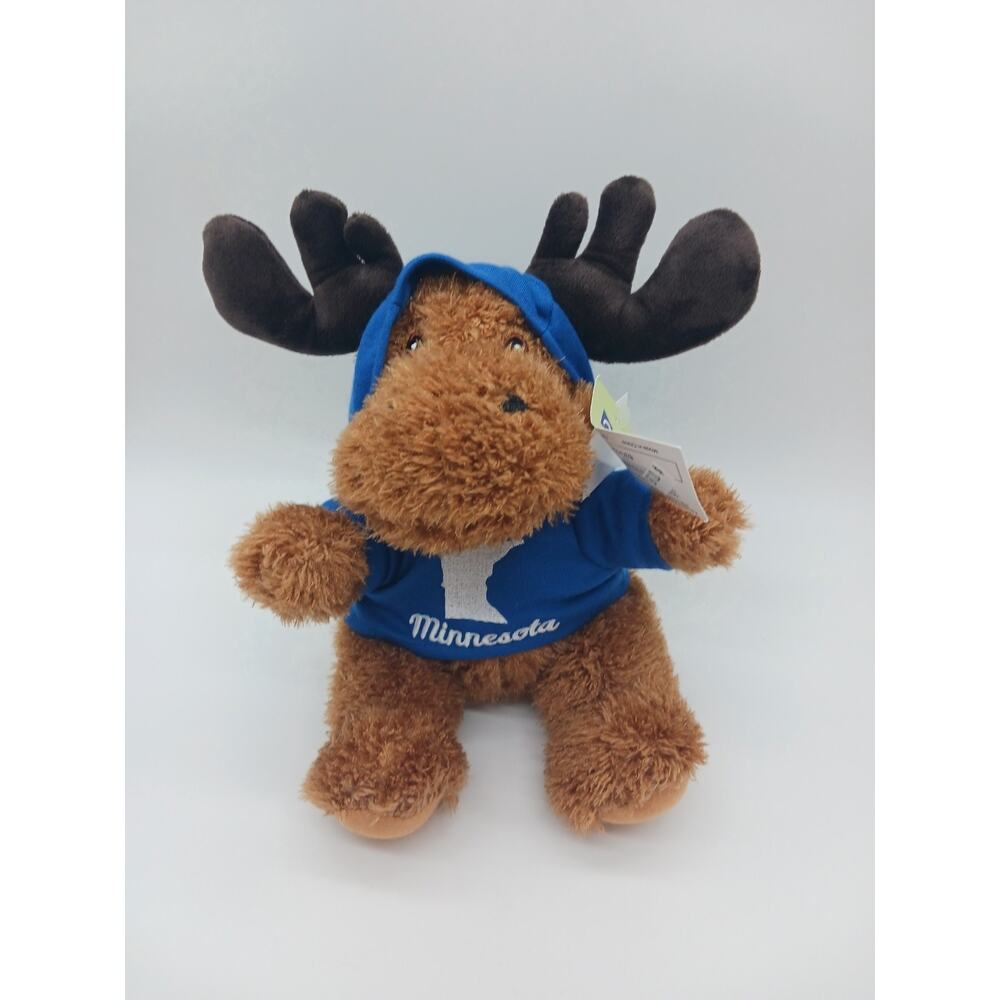8" Brown Moose Plush Blue Minnesota Hoodie Sweat Shirt Creature Comforts Toys